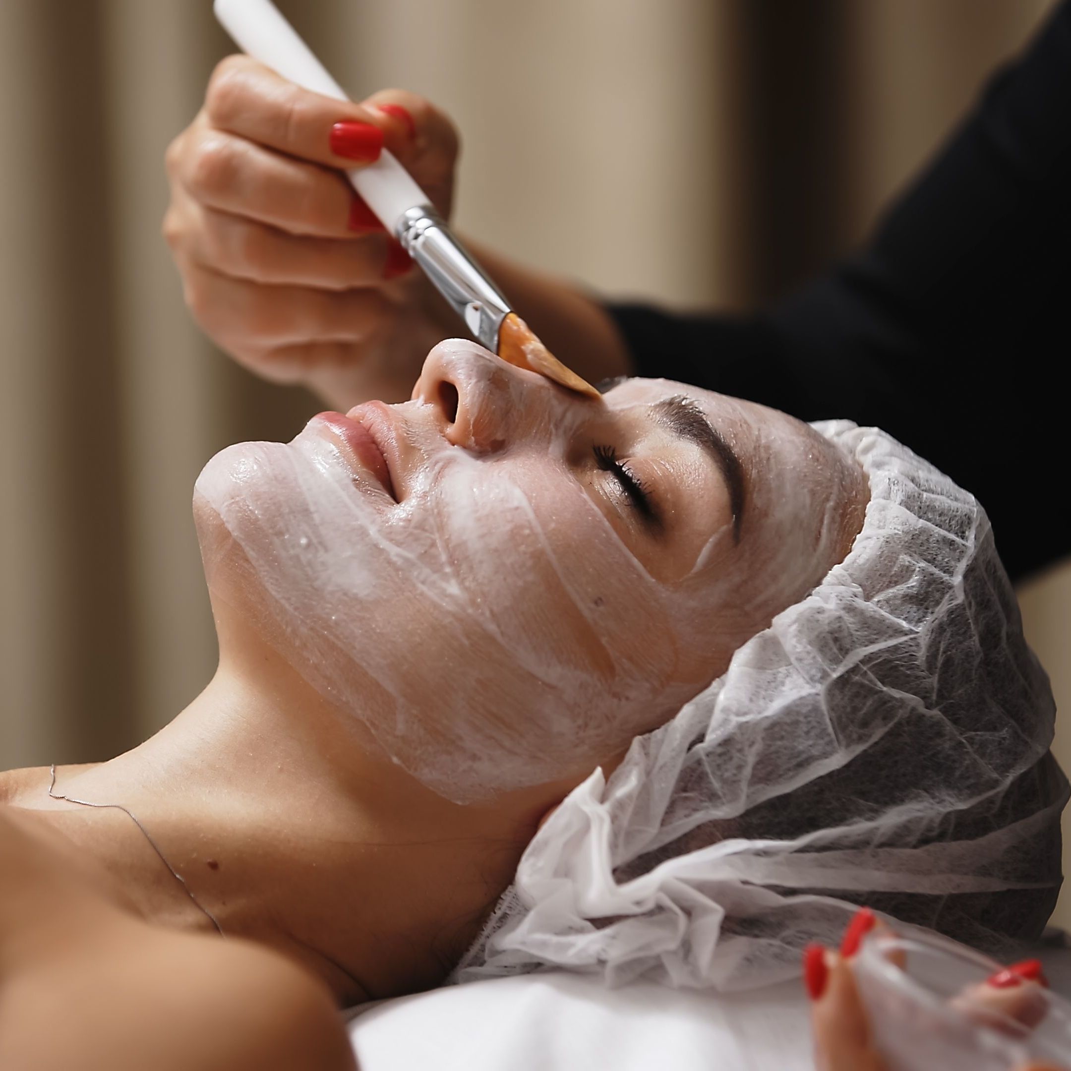 woman getting a treatment for oily skin